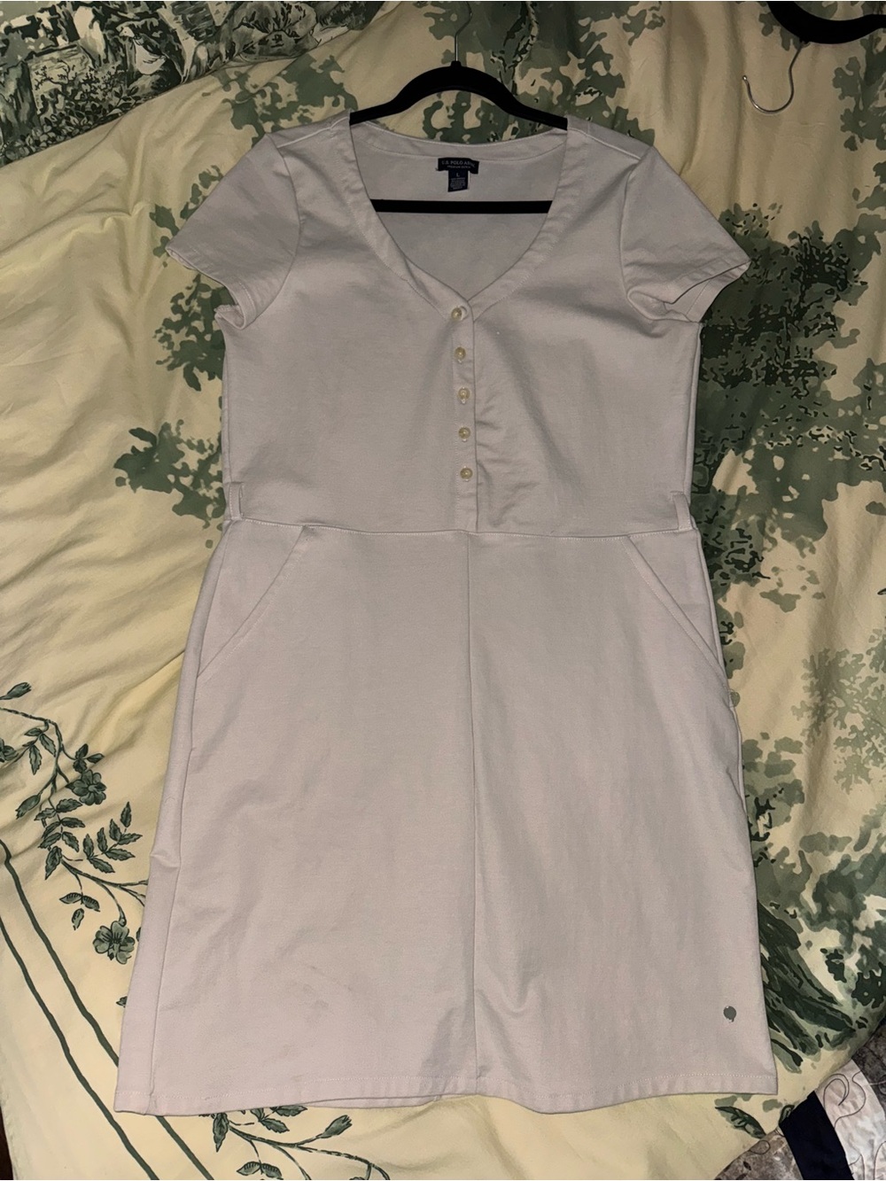 U.S. Polo Assn. White Short Sleeve Button Front Casual Dress